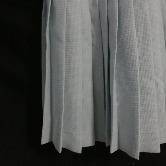 Textured Light Blue Lined Pleated Skirt | size 36 | Button and Zip Side Closure - Picture 13 of 15